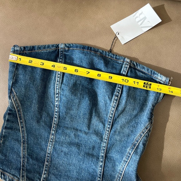 NWT Zara Denim Strapless Top - Picture 4 of 7